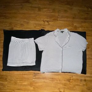 Banana Republic Black and White Striped Modal Pajama Set